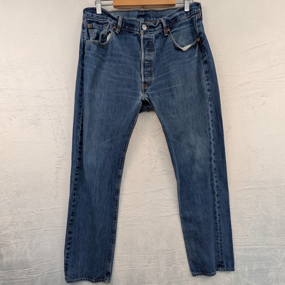 VTG Levi's 501 Jeans Men 36x34 Blue Straight Leg Button Fly Mexico Red Tab Y2K